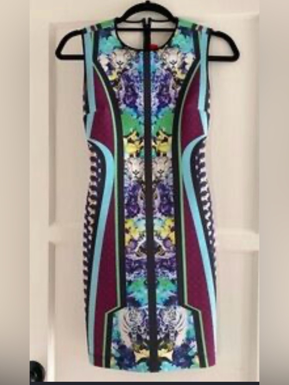 Clover Canyon $295 XS Multi Print Sleeveless Scuba Bodycon Sexy Dress - Picture 3 of 7